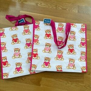 reusable tote Bear Valentines Day 2 pieces